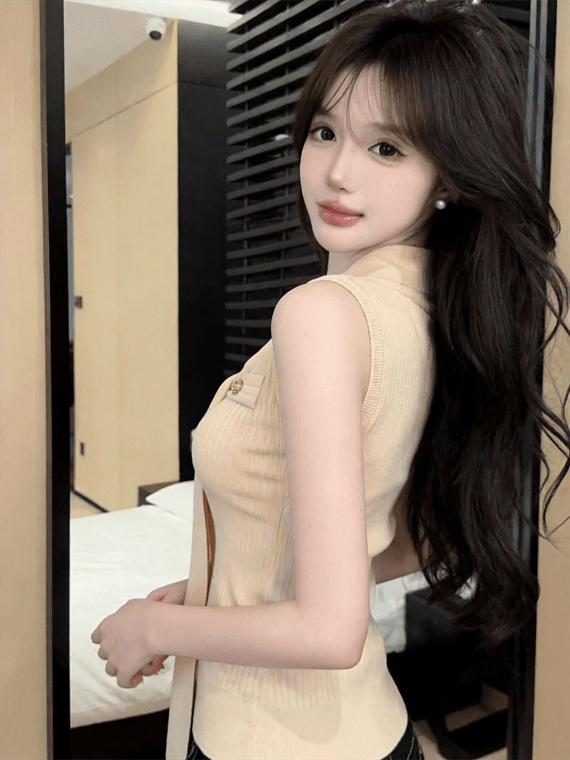 실사 작은 샤넬 스타일 V넥 리본 민소매 다용도 몸매 가꾸기 슬림해 보이는 풀오버 니트 스웨터 맨위 상세 이미지 11