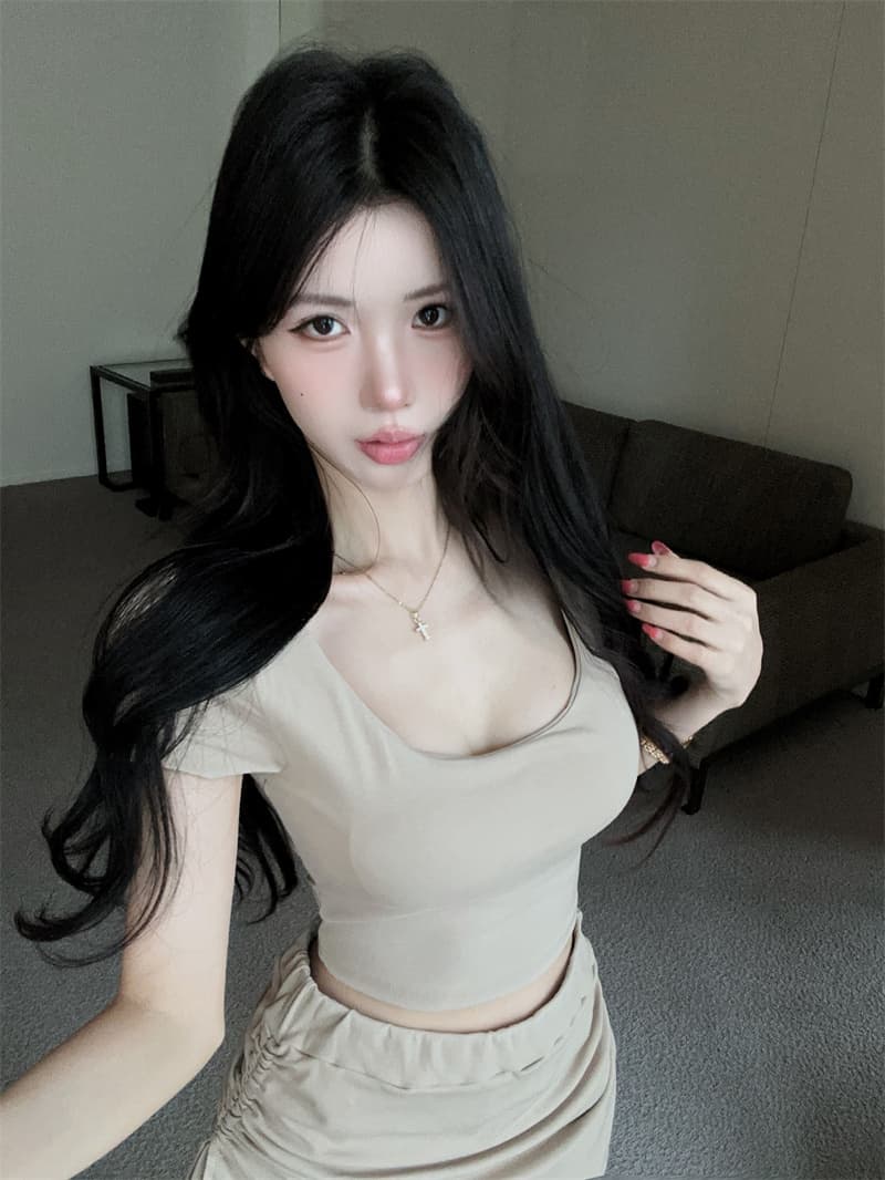 실사 한국 스타일 패션 광장 칼라 핫걸 반팔 켜기 벨트 가슴 패드 펌프 로프 타이트 스커트 반신 바지 투피스 세트 상세 이미지 9