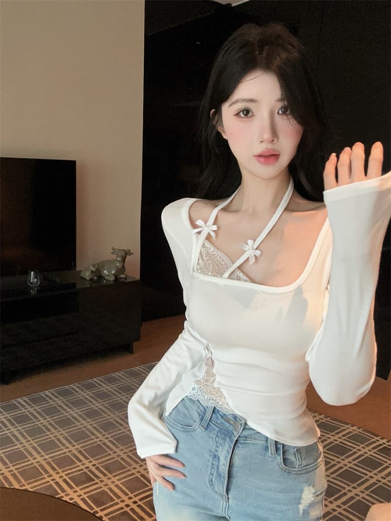 실사 타이트 순수한 욕망 행침 목 나비 매듭 몸매 가꾸기 인사이드 가져 가라. 쇼트 스타일 맨위 상세 이미지 12