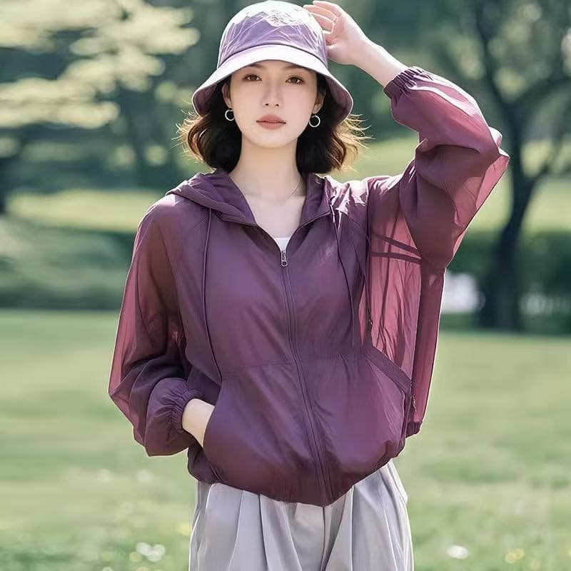 보라색 재킷 슈퍼 화재 작은 대중 여성 여름 얇은 스타일 2026 새로운 외국 가스 캐주얼 느긋한 다용도 얇고 가벼운 자외선 차단 의류 상세 이미지 3