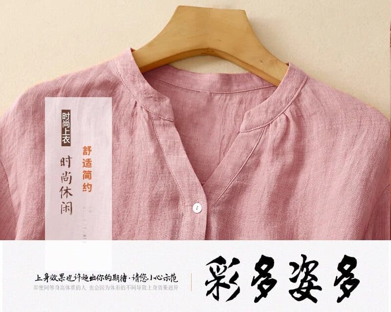 얇고 가벼운 면 린넨 여성 셔츠 빛 럭셔리 고급 센스 2026 새로운 여름 고급 아마 반팔 맨위 트렌디 상세 이미지 1