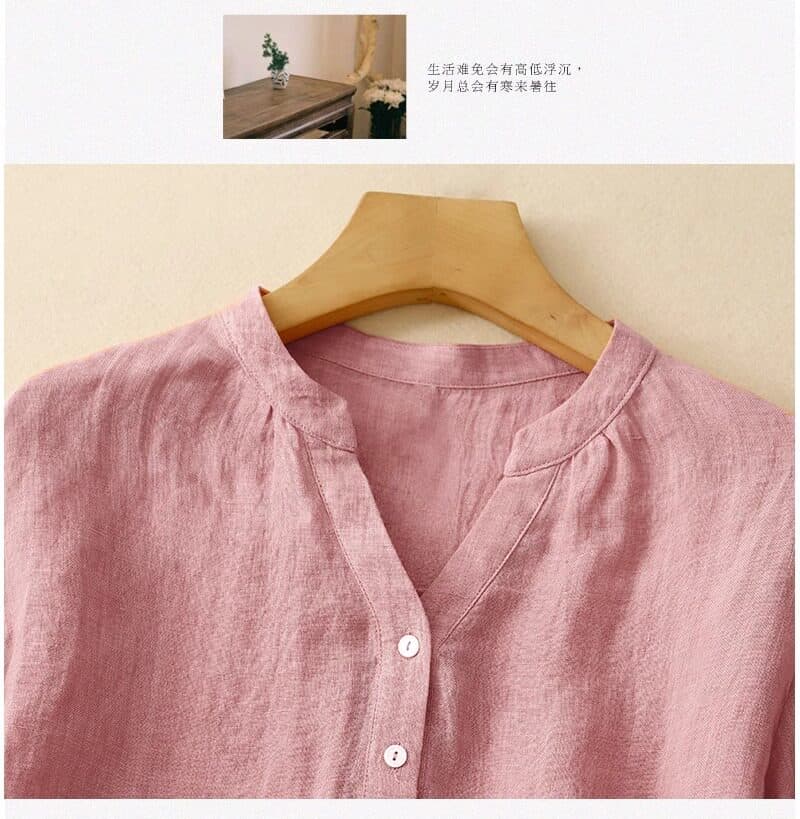 얇고 가벼운 면 린넨 여성 셔츠 빛 럭셔리 고급 센스 2026 새로운 여름 고급 아마 반팔 맨위 트렌디 상세 이미지 5