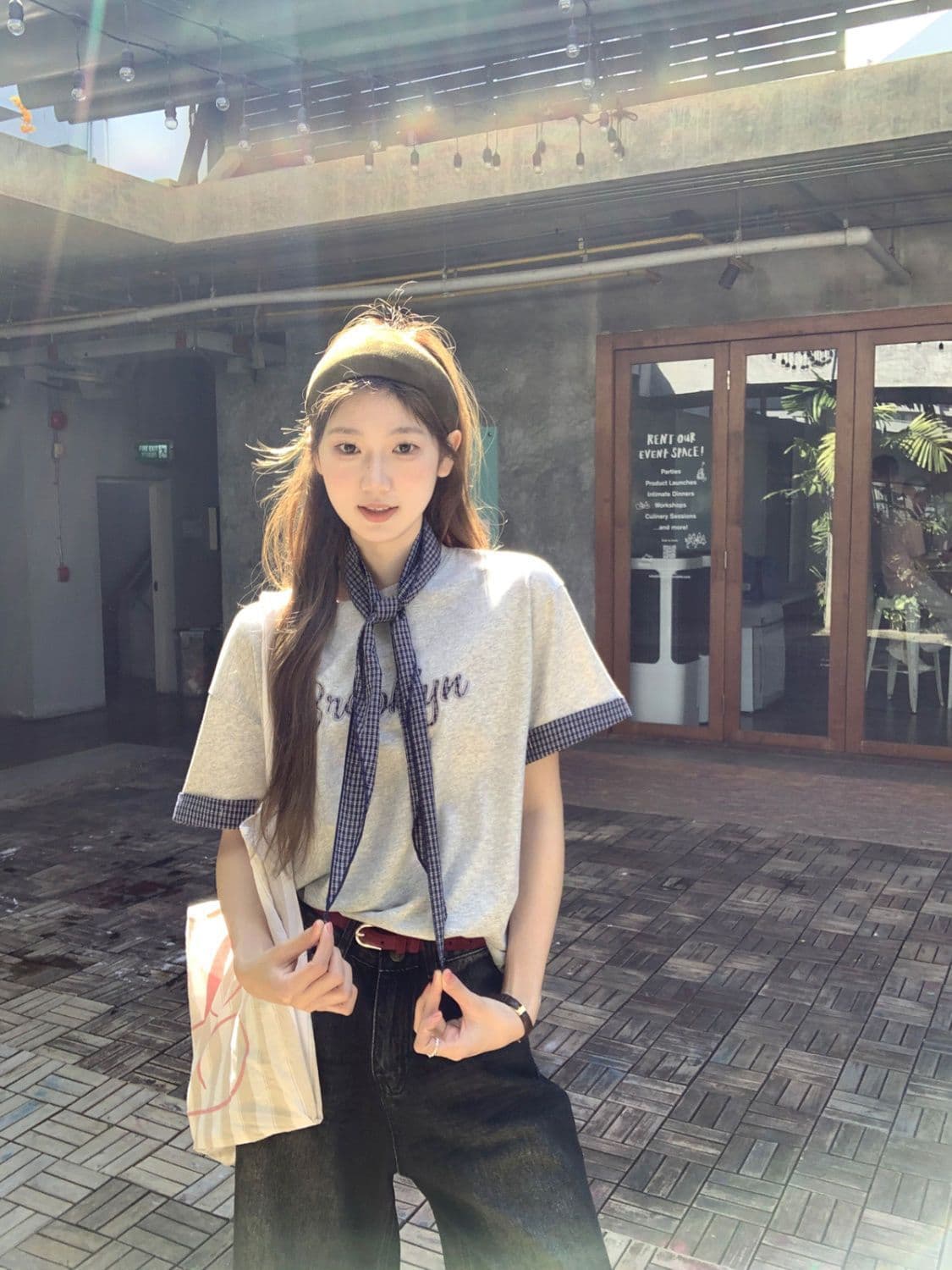 자수 패치 원본 천 스카프 19 지점 220 그램 순면 반팔 티셔츠 여성 이미지 3