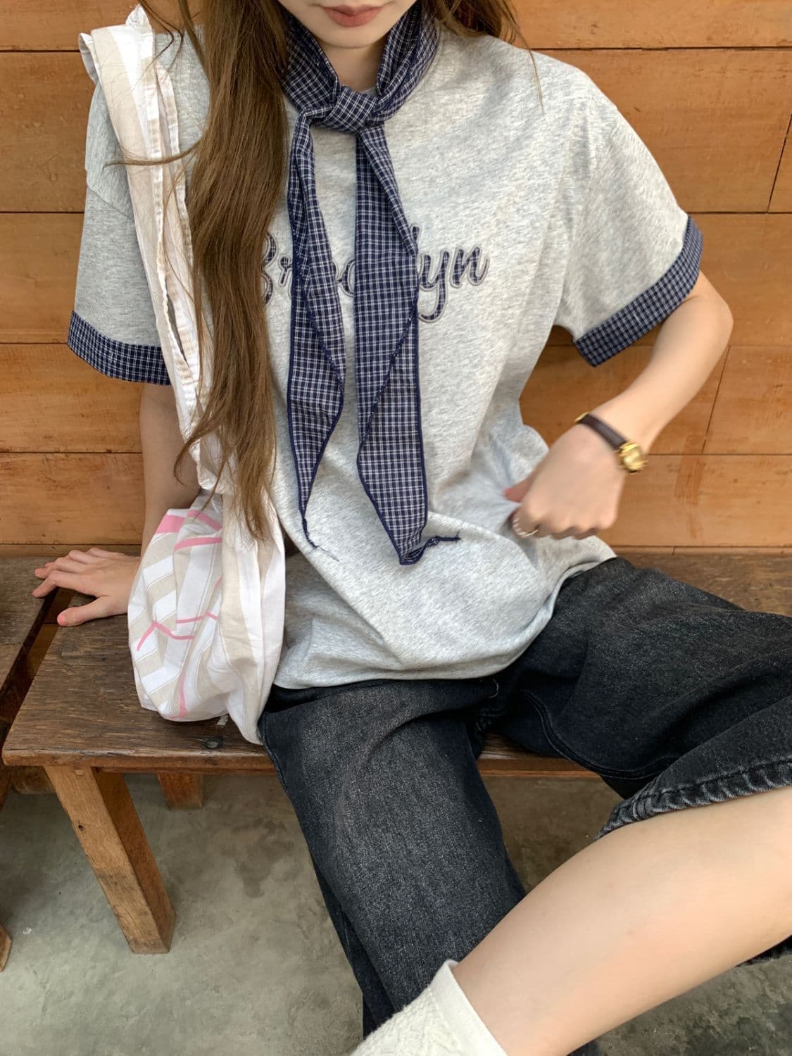자수 패치 원본 천 스카프 19 지점 220 그램 순면 반팔 티셔츠 여성