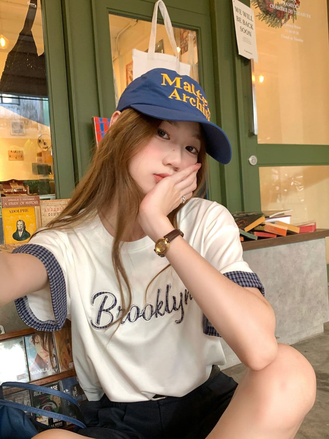 자수 패치 원본 천 스카프 19 지점 220 그램 순면 반팔 티셔츠 여성 이미지 4