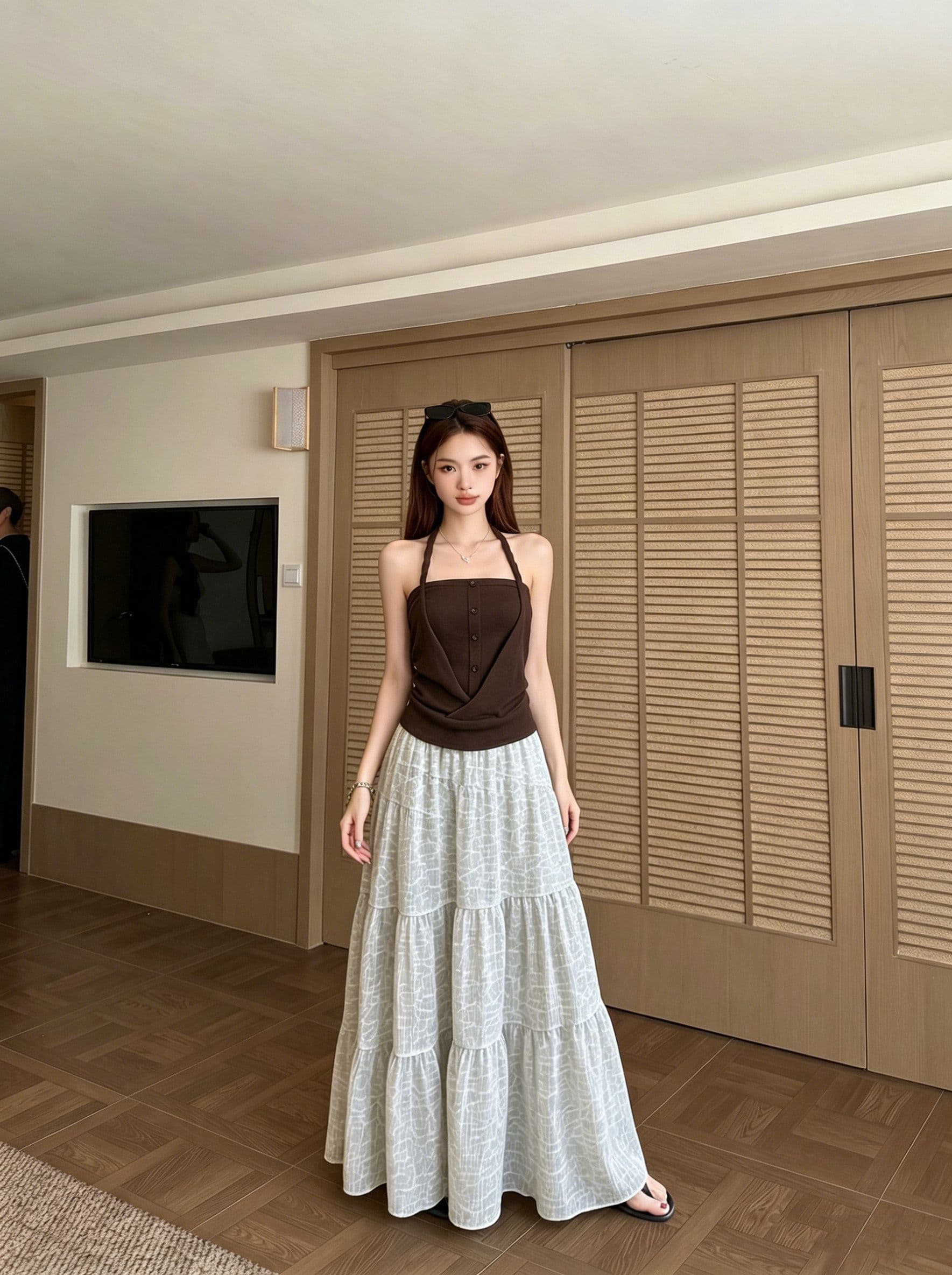 십자가 행침 목 스타일 튜브탑 조끼 여성 의류 여름 디자인 센스 슬립 맨위 상세 이미지 18