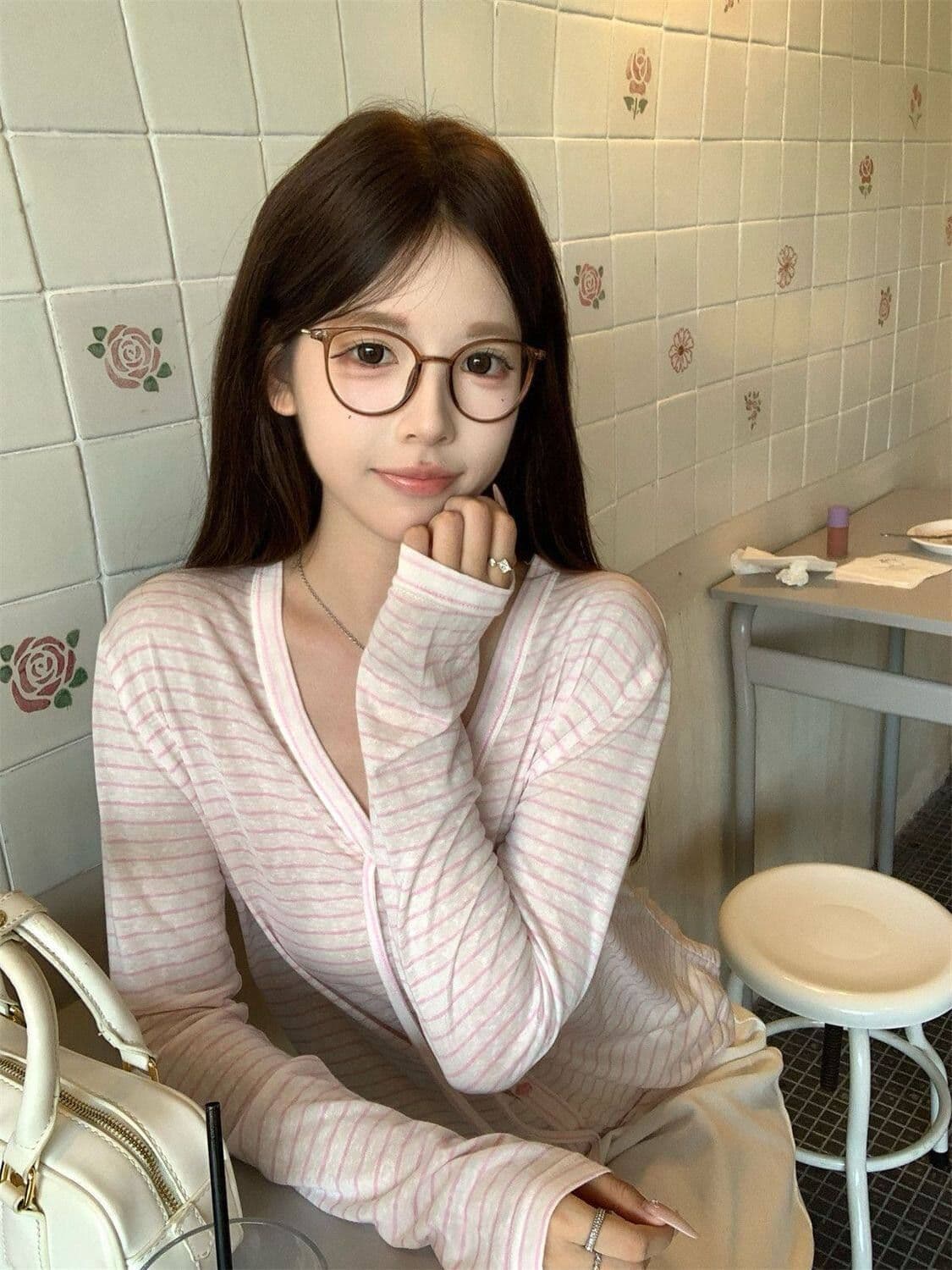주간 실크 눈꽃 컬러 짜임 스트라이프 긴팔 오픈 가디건 티셔츠 여성 얇은 스타일 마이크로 ~을 통해 루즈핏 자외선 차단 블라우스 맨위 상세 이미지 3