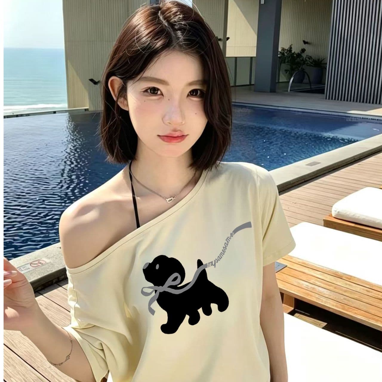 92 면 8 암모니아 Lun 220 그램 3 순수한 욕망 오프숄더 반팔 티셔츠 슬림해 보이는 핫걸 디자인 센스 맨위