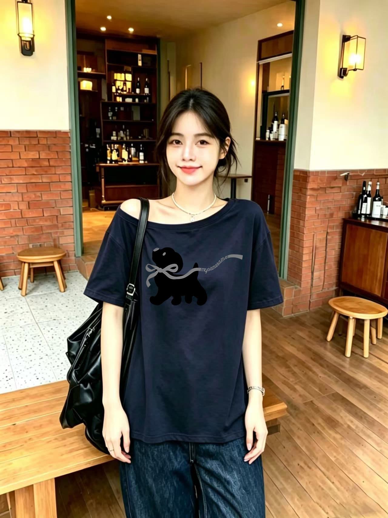 92 면 8 암모니아 Lun 220 그램 3 순수한 욕망 오프숄더 반팔 티셔츠 슬림해 보이는 핫걸 디자인 센스 맨위 상세 이미지 2