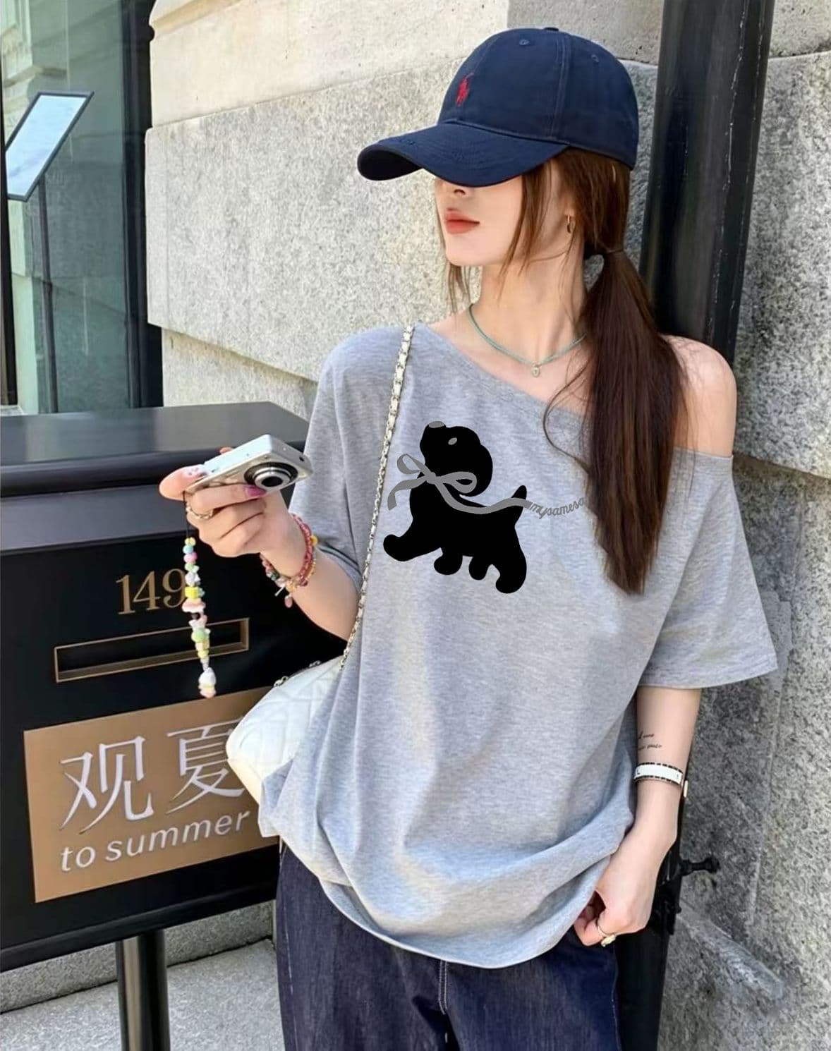92 면 8 암모니아 Lun 220 그램 3 순수한 욕망 오프숄더 반팔 티셔츠 슬림해 보이는 핫걸 디자인 센스 맨위 상세 이미지 7