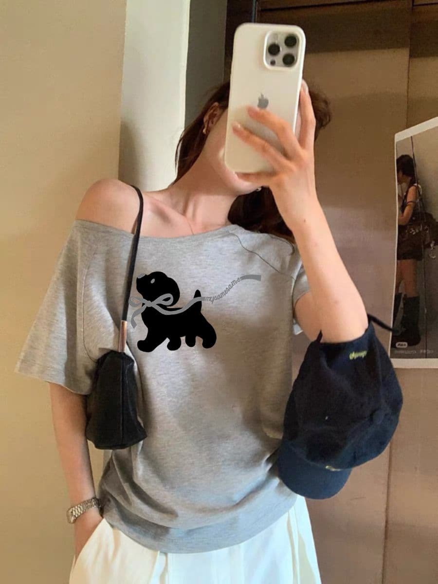 92 면 8 암모니아 Lun 220 그램 3 순수한 욕망 오프숄더 반팔 티셔츠 슬림해 보이는 핫걸 디자인 센스 맨위 상세 이미지 8