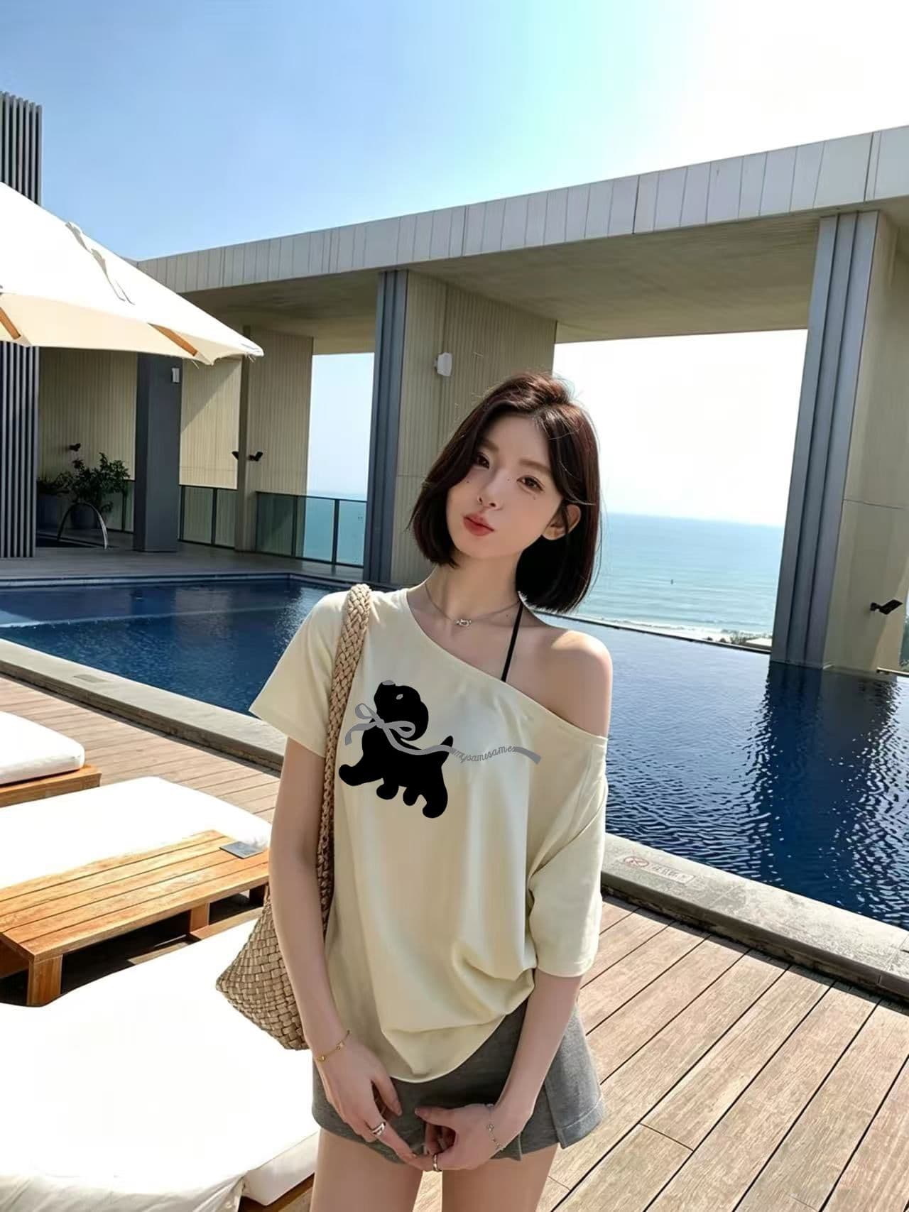 92 면 8 암모니아 Lun 220 그램 3 순수한 욕망 오프숄더 반팔 티셔츠 슬림해 보이는 핫걸 디자인 센스 맨위 상세 이미지 9
