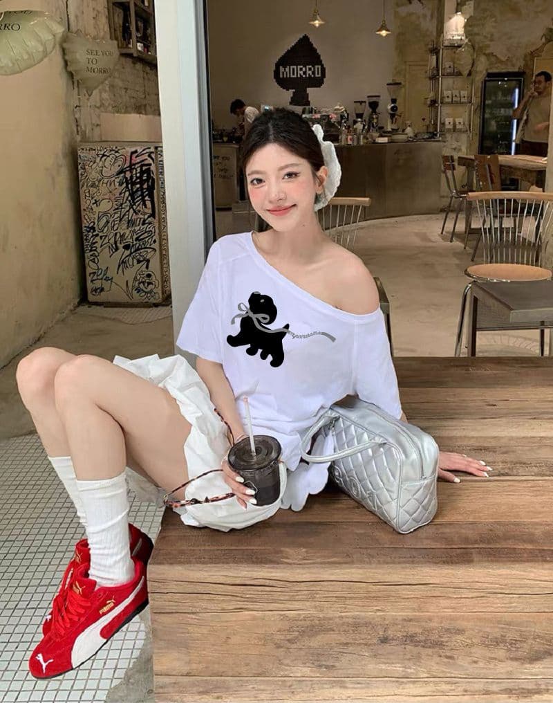 92 면 8 암모니아 Lun 220 그램 3 순수한 욕망 오프숄더 반팔 티셔츠 슬림해 보이는 핫걸 디자인 센스 맨위 상세 이미지 12
