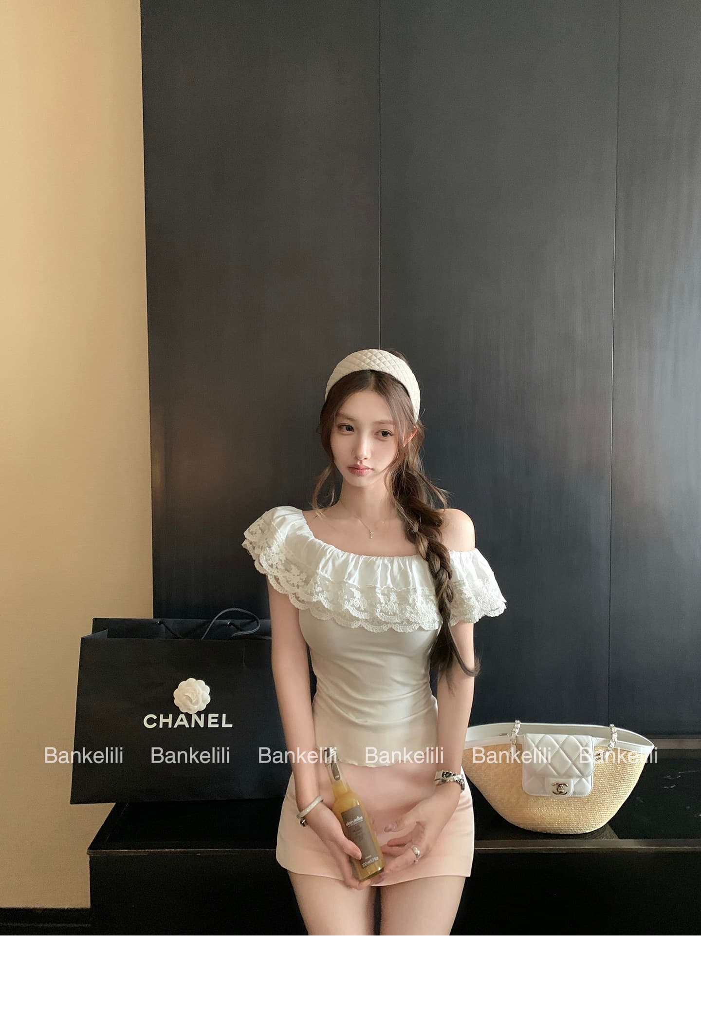 2026 프랑스식 디자인 센스 프릴 오프숄더 작은 대중 여성 여름 새로운 몸매 가꾸기 슬림해 보이는 오프숄더 맨위 상세 이미지 10