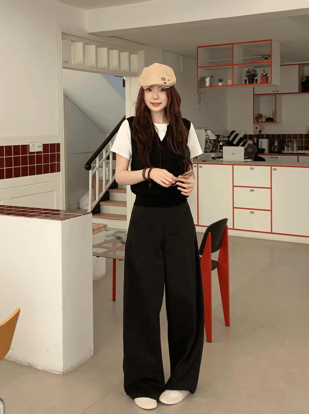한 부서 느긋한 배색 패치워크 폴로 칼라 페이크 레이어드 니트 스웨터 여름 몸매 가꾸기 슬림해 보이는 패션 다용도 쇼트 스타일 맨위 상세 이미지 4