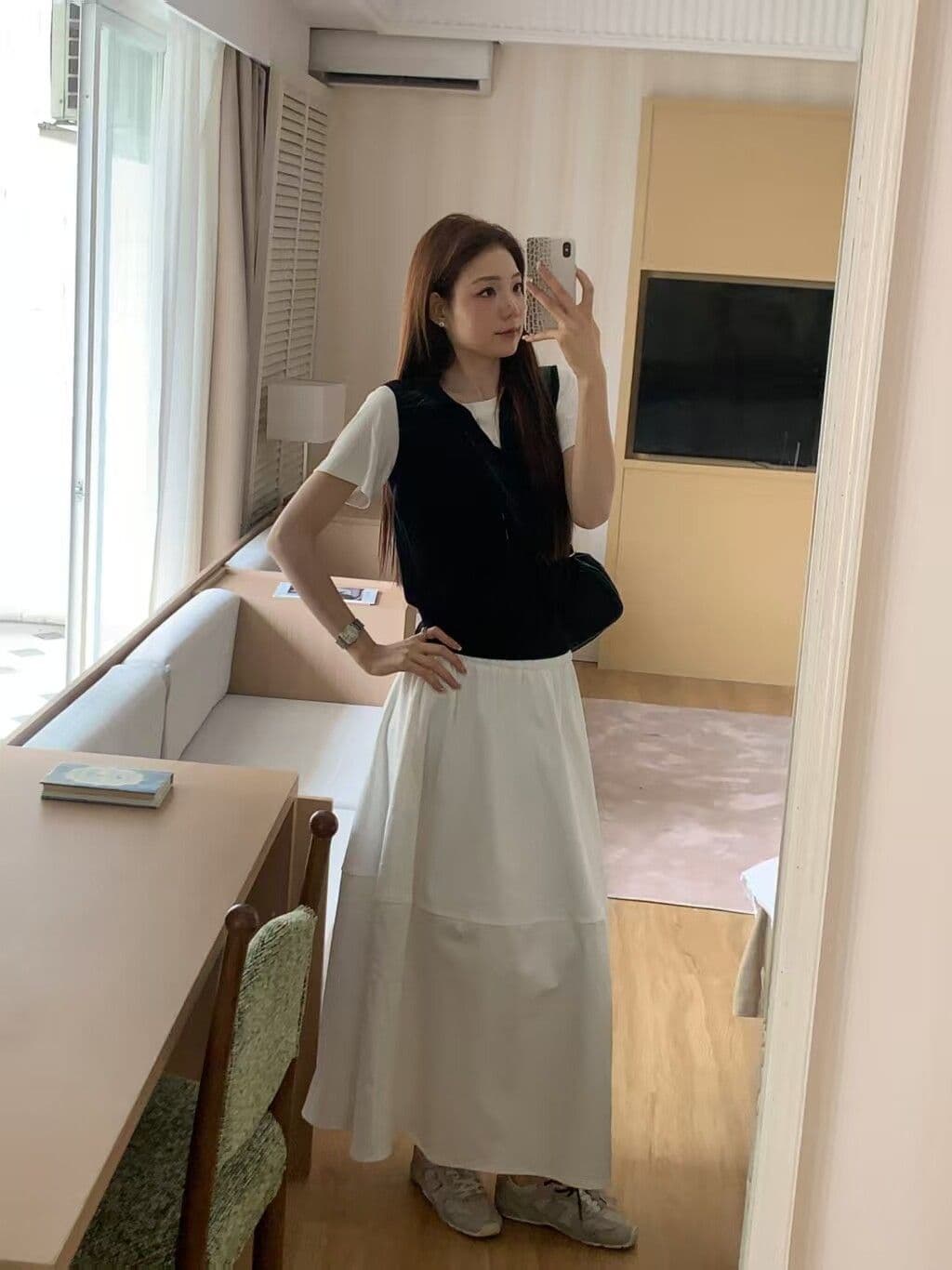 한 부서 느긋한 배색 패치워크 폴로 칼라 페이크 레이어드 니트 스웨터 여름 몸매 가꾸기 슬림해 보이는 패션 다용도 쇼트 스타일 맨위 상세 이미지 10