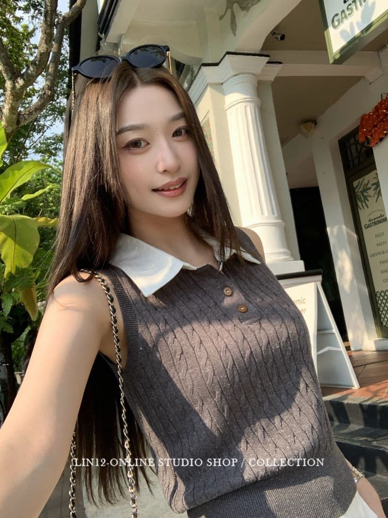 한 부서 꽈배기 배색 폴로 칼라 민소매 니트 스웨터 여성 2026 여름 몸매 가꾸기 슬림해 보이는 패션 다용도 쇼트 스타일 맨위 상세 이미지 26