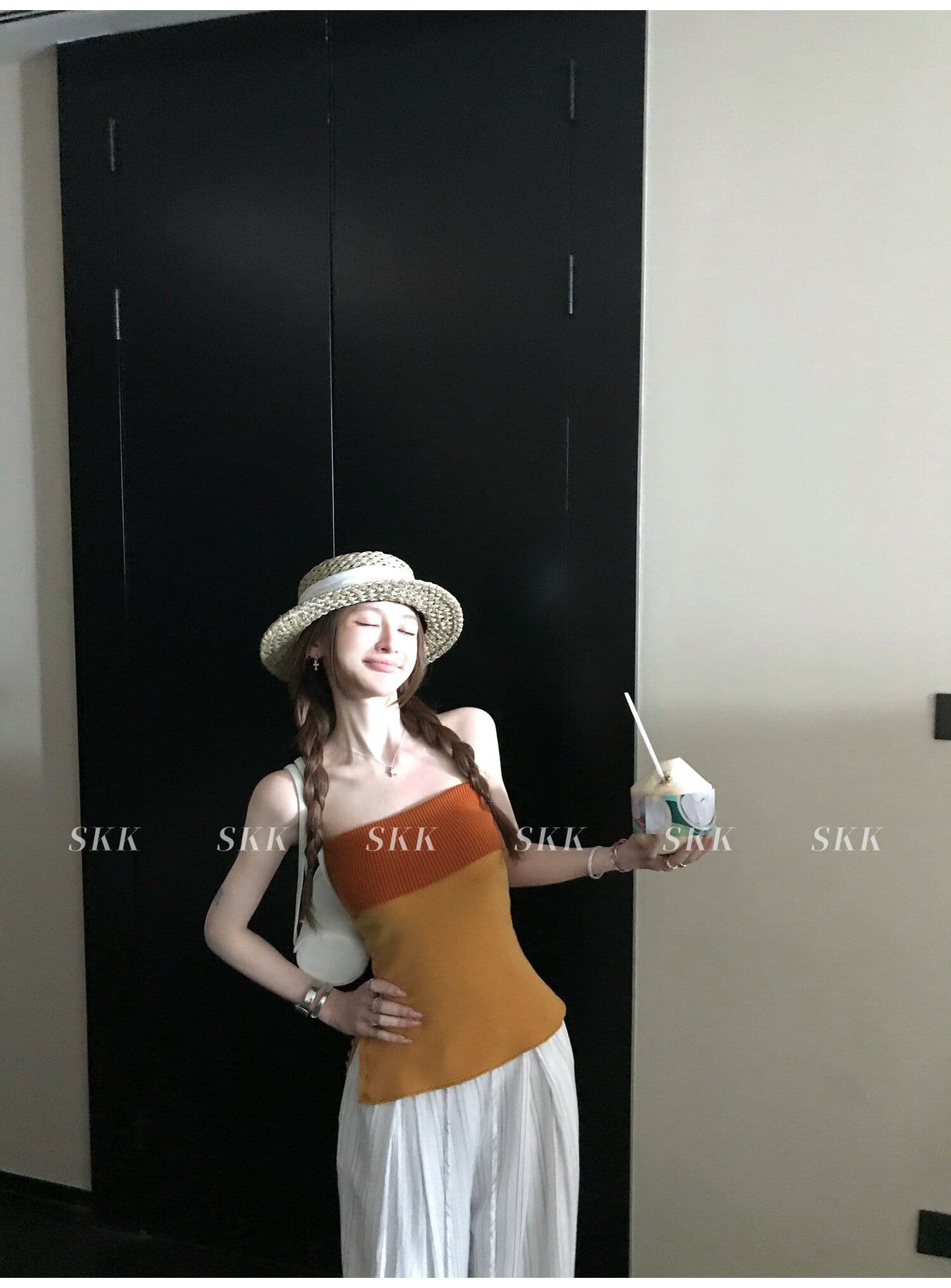 한 부서 배색 패치워크 포장 브로치 짠 셔츠 조끼 2026 여름 몸매 가꾸기 슬림해 보이는 핫걸 패션 다용도 맨위 여성 상세 이미지 11