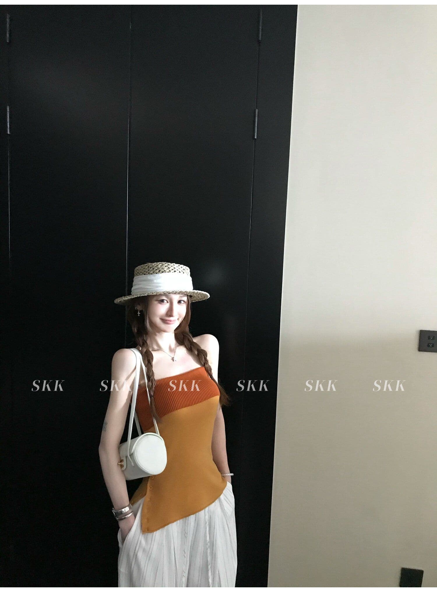 한 부서 배색 패치워크 포장 브로치 짠 셔츠 조끼 2026 여름 몸매 가꾸기 슬림해 보이는 핫걸 패션 다용도 맨위 여성 상세 이미지 29