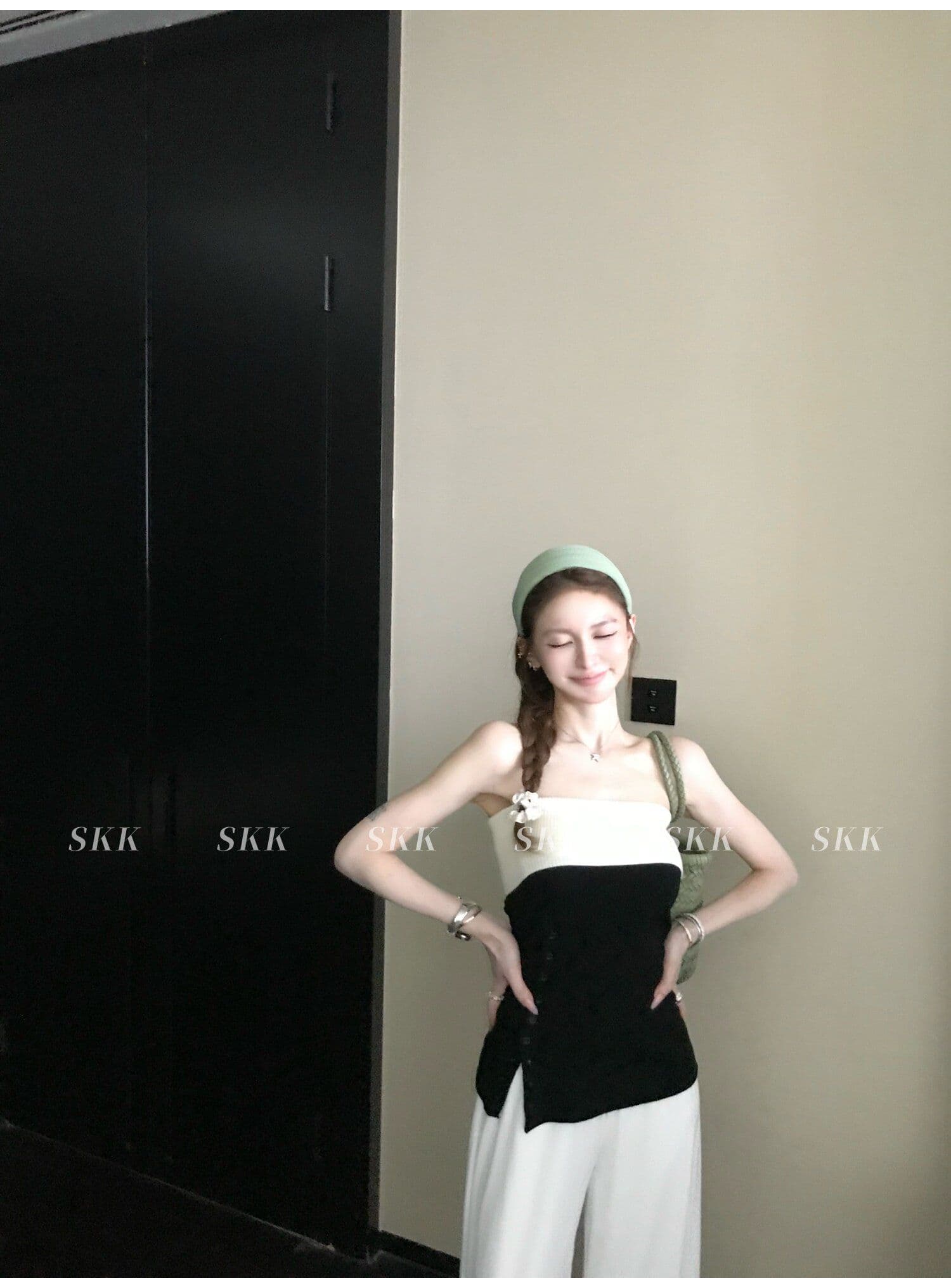 한 부서 배색 패치워크 포장 브로치 짠 셔츠 조끼 2026 여름 몸매 가꾸기 슬림해 보이는 핫걸 패션 다용도 맨위 여성 상세 이미지 31