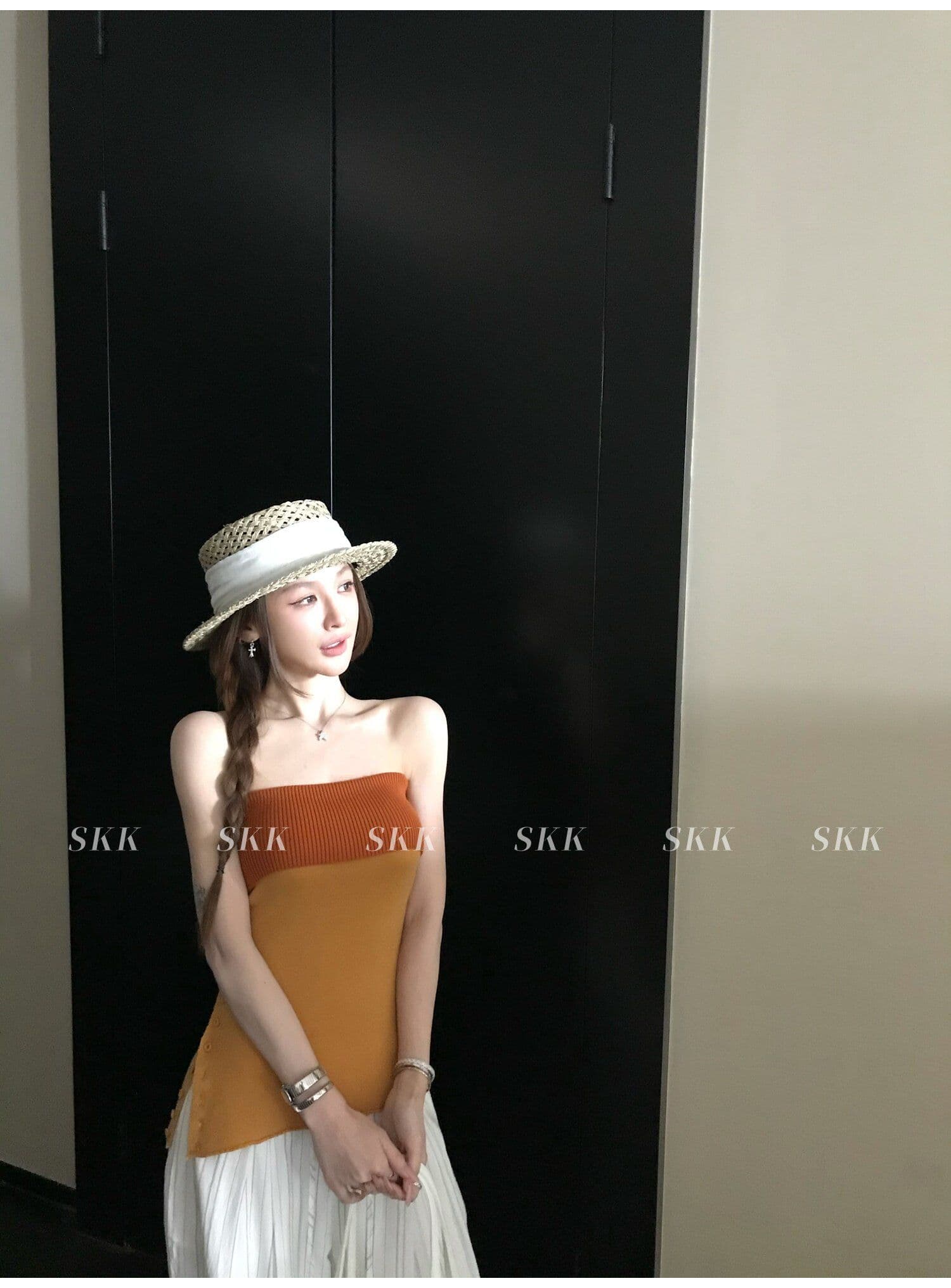 한 부서 배색 패치워크 포장 브로치 짠 셔츠 조끼 2026 여름 몸매 가꾸기 슬림해 보이는 핫걸 패션 다용도 맨위 여성 상세 이미지 34