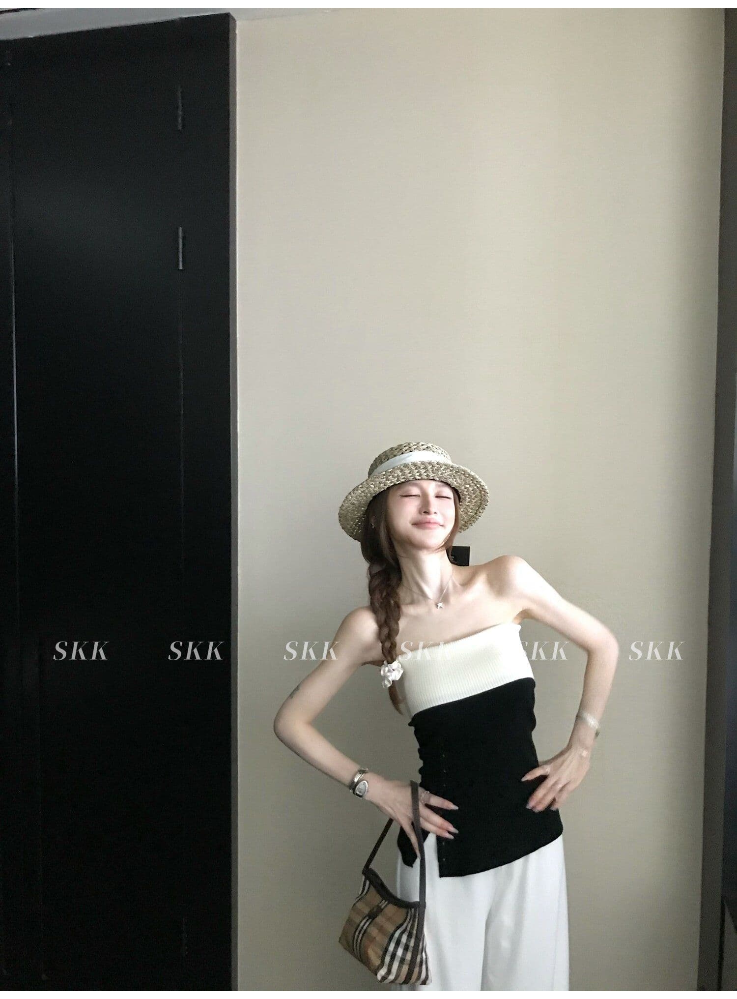 한 부서 배색 패치워크 포장 브로치 짠 셔츠 조끼 2026 여름 몸매 가꾸기 슬림해 보이는 핫걸 패션 다용도 맨위 여성 상세 이미지 38