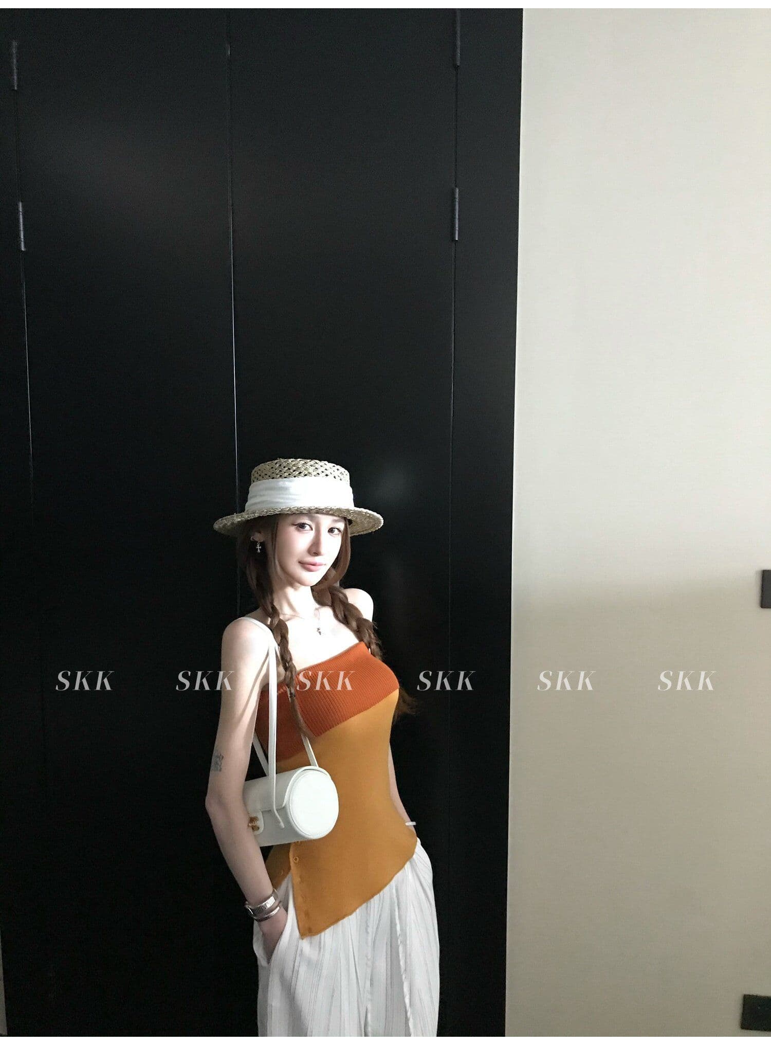 한 부서 배색 패치워크 포장 브로치 짠 셔츠 조끼 2026 여름 몸매 가꾸기 슬림해 보이는 핫걸 패션 다용도 맨위 여성 상세 이미지 42