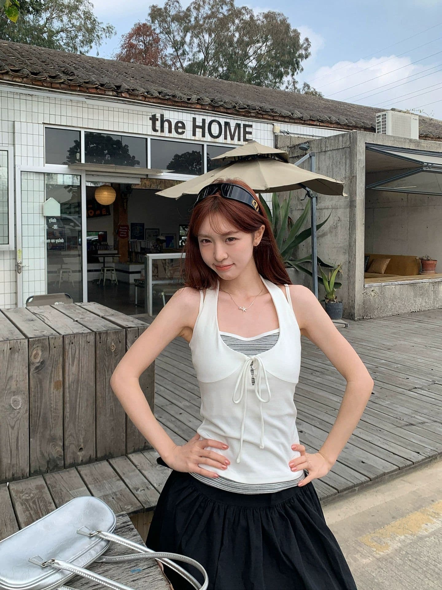 40 순면 인사이드 가져 가라. 행침 목 맨위 여성 여름 페이크 레이어드 스트라이프 조끼 핫걸 아름다움 뒤로 외출용 슬립 상세 이미지 1