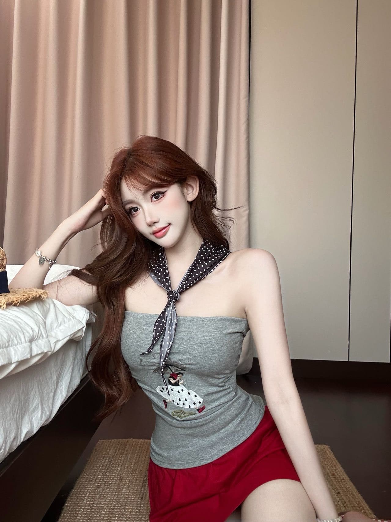 2026 여름 새로운 만화 반팔 티셔츠 여성 스카프 숄 다용도 디자인 센스 다용도 맨위 상세 이미지 9