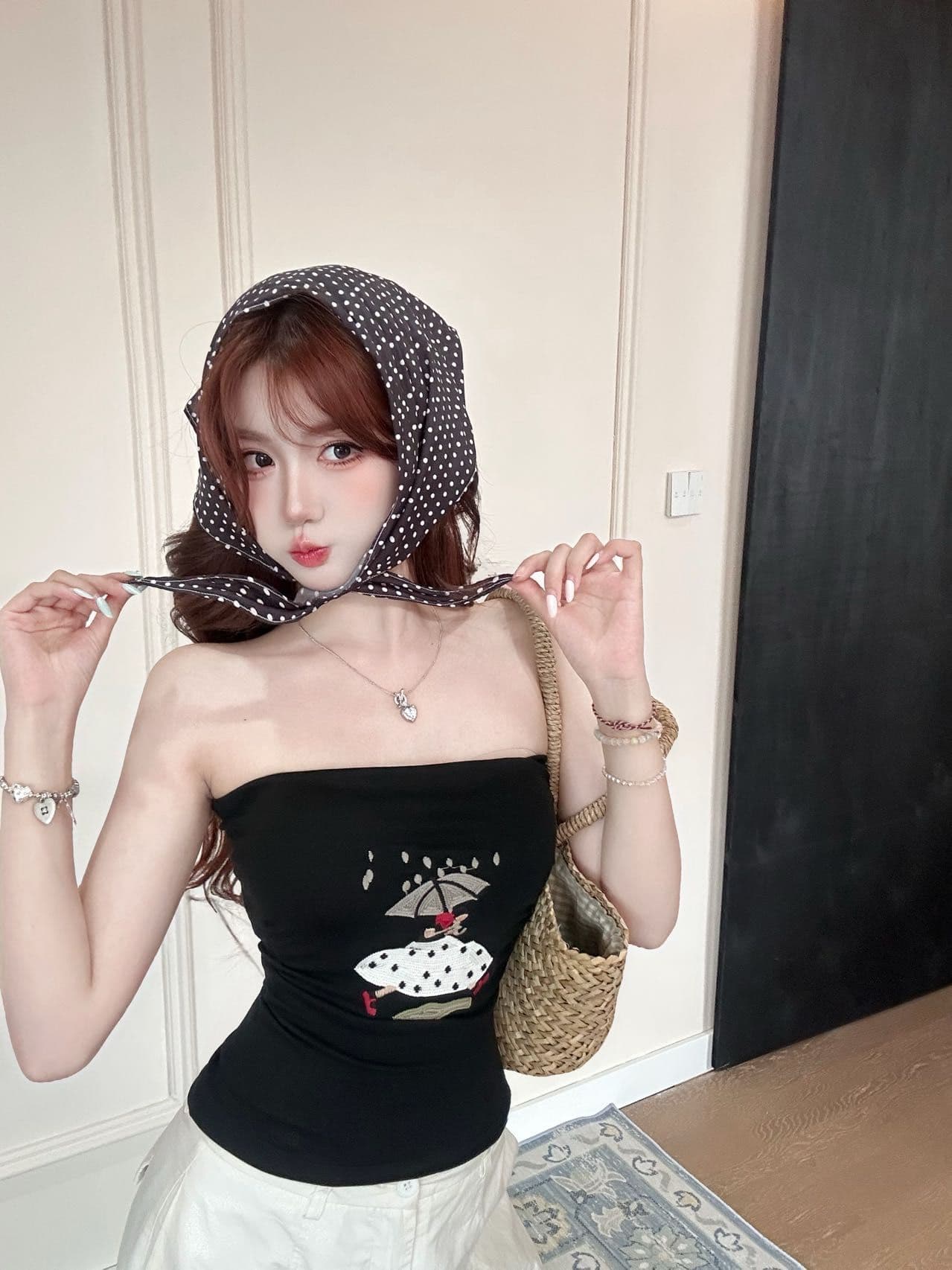 2026 여름 새로운 만화 반팔 티셔츠 여성 스카프 숄 다용도 디자인 센스 다용도 맨위 상세 이미지 14