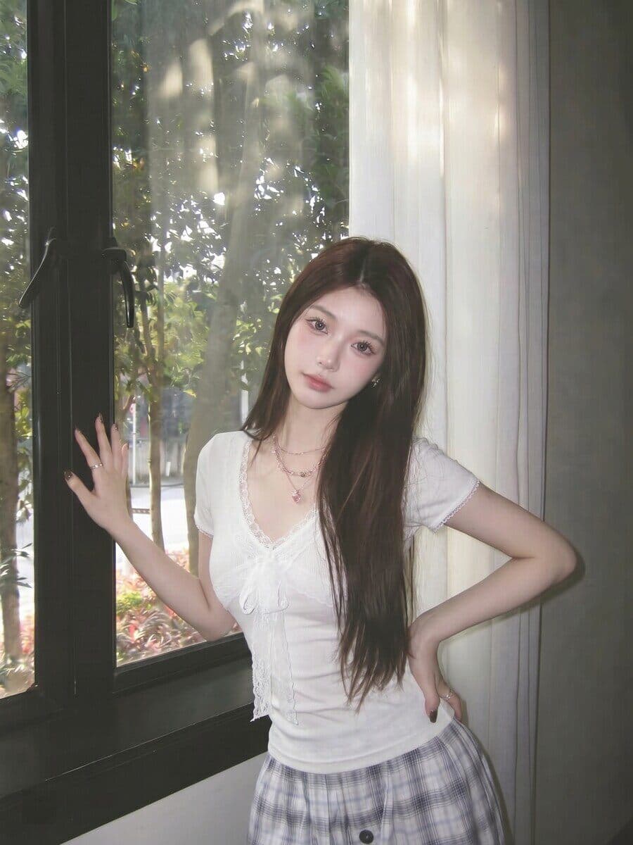 레이스 나비 매듭 레이스 낮은 네크라인 펌프 로프 몸매 가꾸기 t 여성 상세 이미지 6