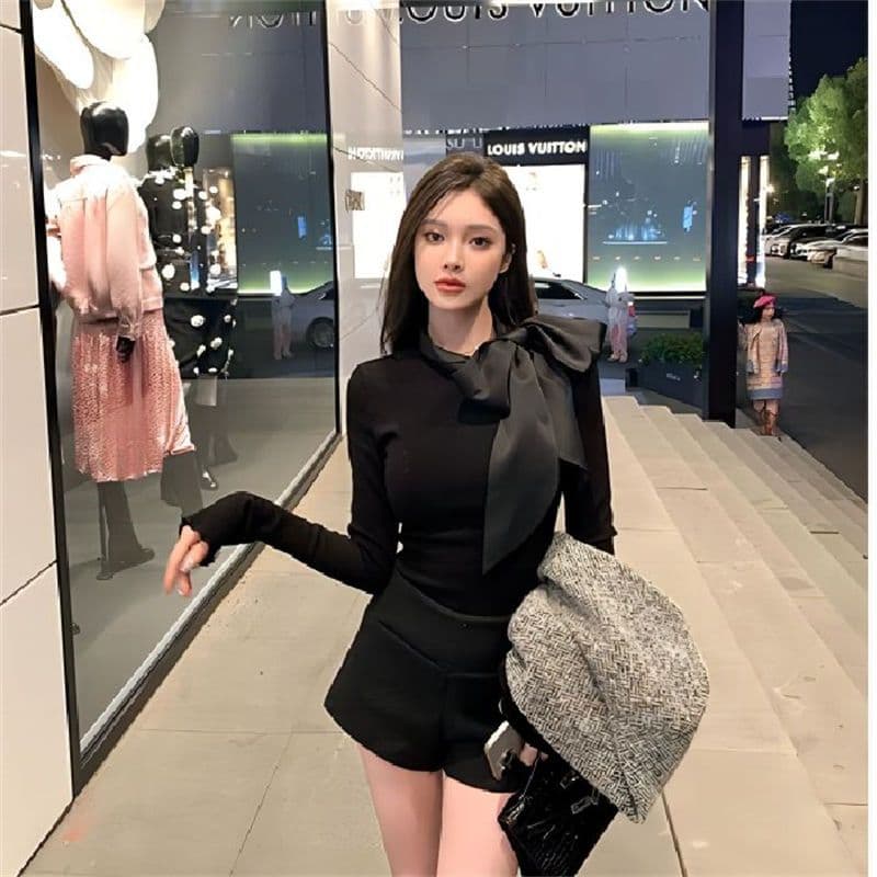 짧은 여성 품격 명문 여성 고급 센스 긴팔 맨위 이미지 4