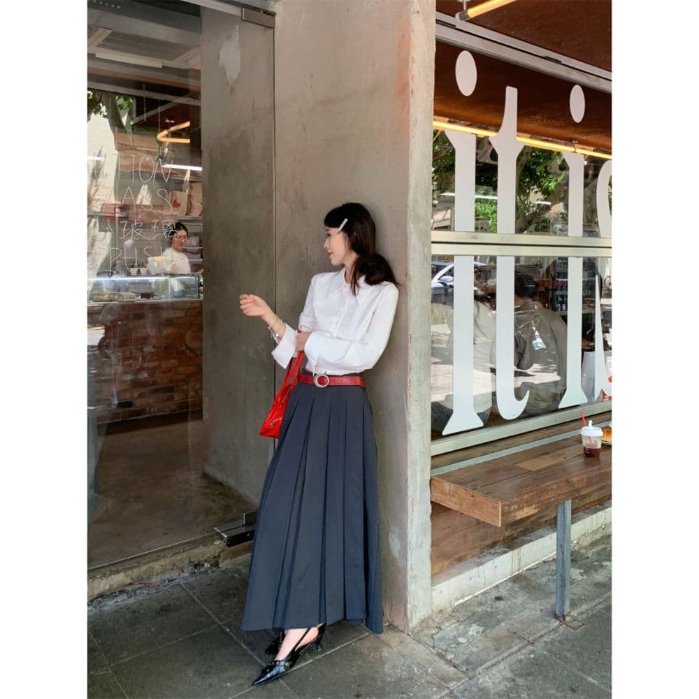 프랑스식 POLO 칼라 레이스 조각 긴팔 여성 셔츠 가을 디자인 센스 작은 대중 몸매 가꾸기 흰 셔츠 쇼트 스타일 맨위 상세 이미지 4
