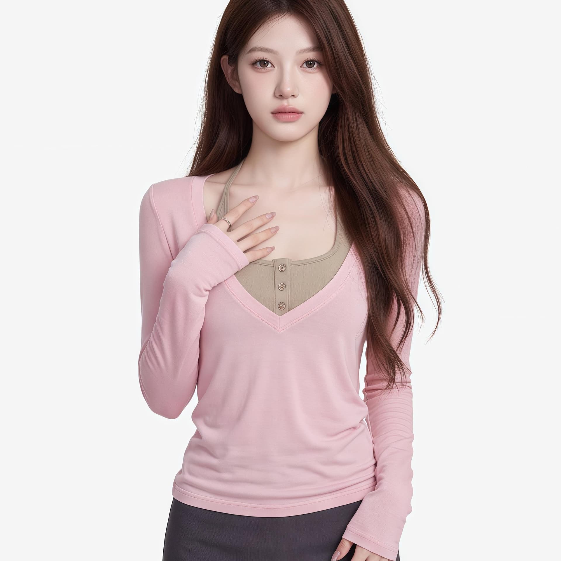 사람들 면 리브 패션 다용도 긴팔 티셔츠 여성 여름 새로운 몸매 가꾸기 슬림해 보이는 아름다운 맨위 ins 이미지 2