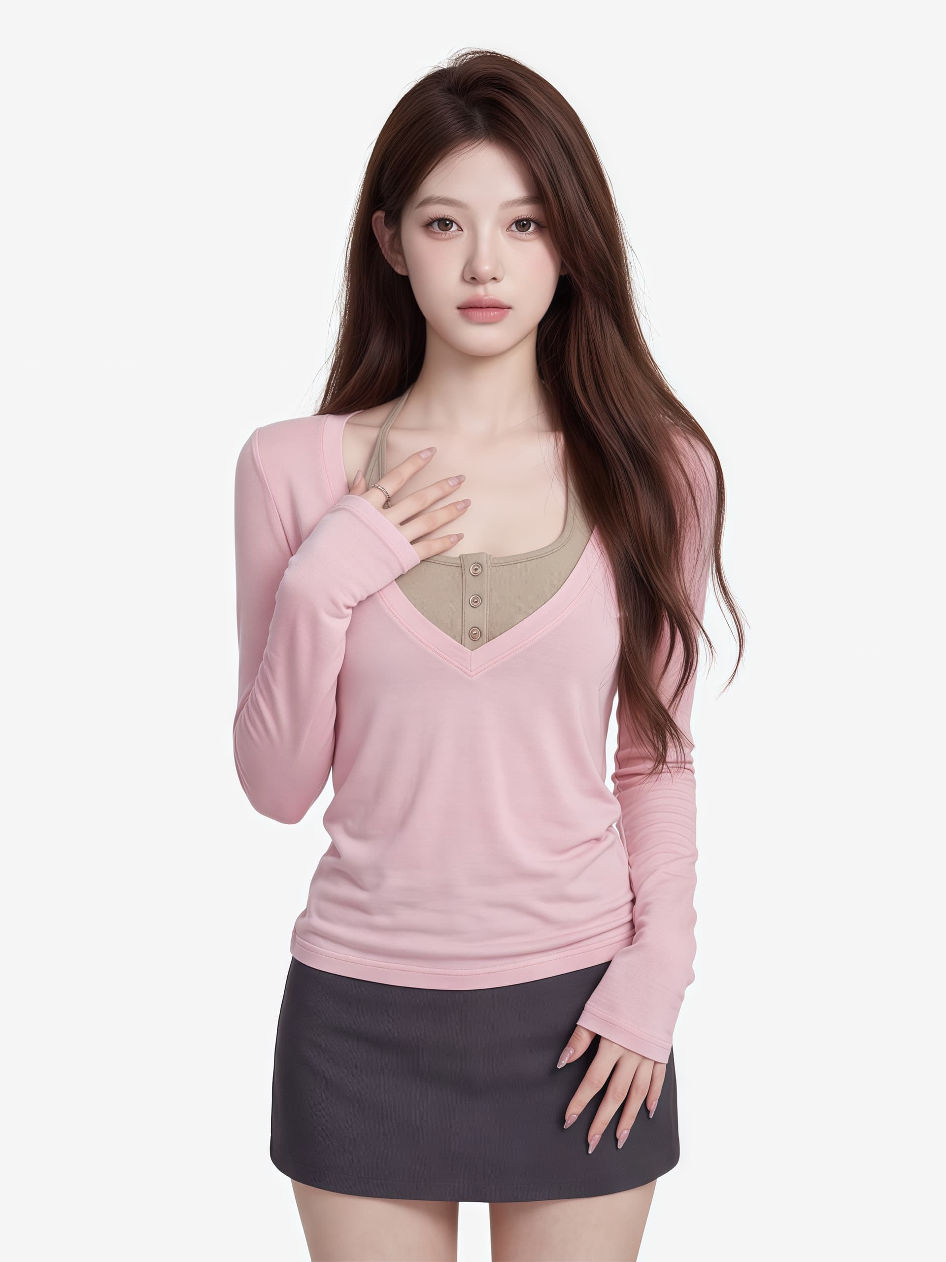 사람들 면 리브 패션 다용도 긴팔 티셔츠 여성 여름 새로운 몸매 가꾸기 슬림해 보이는 아름다운 맨위 ins 상세 이미지 5