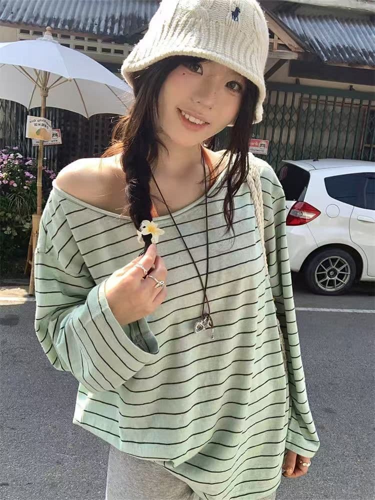 투피스 세트 조끼 벨트 가슴 패드 대나무 마디 리브 얇은 스타일 자외선 차단 긴팔 여성 루즈핏 블라우스 이미지 2