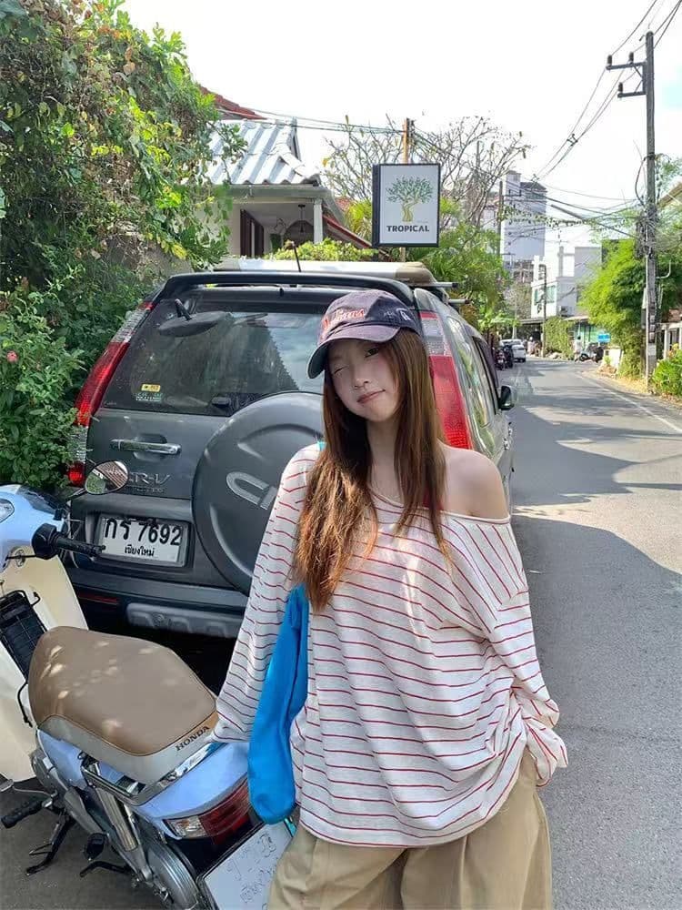 투피스 세트 조끼 벨트 가슴 패드 대나무 마디 리브 얇은 스타일 자외선 차단 긴팔 여성 루즈핏 블라우스 이미지 4