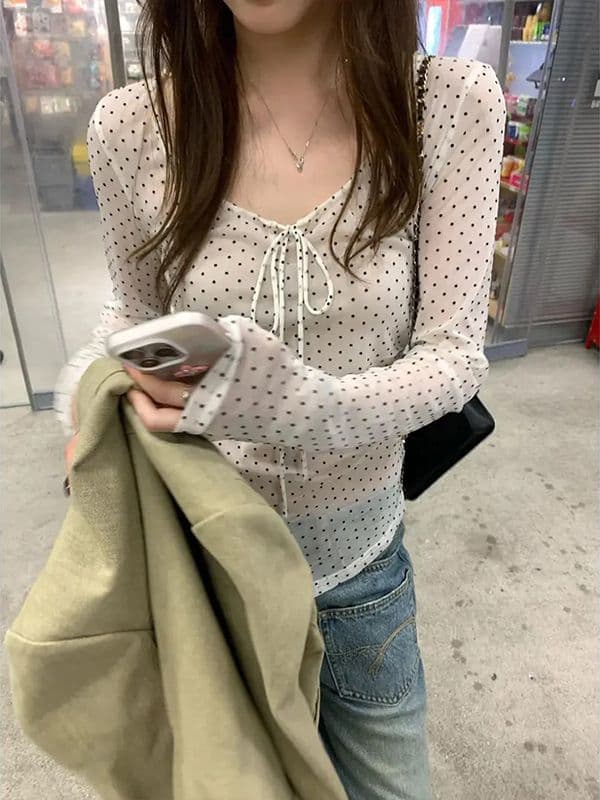 디자인 센스 Chic 달콤한 차가운 핫걸 다용도 외국 가스 작은 대중 가을 새로운 긴팔 티셔츠 여성 몸매 가꾸기 슬림해 보이는 맨위 상세 이미지 3