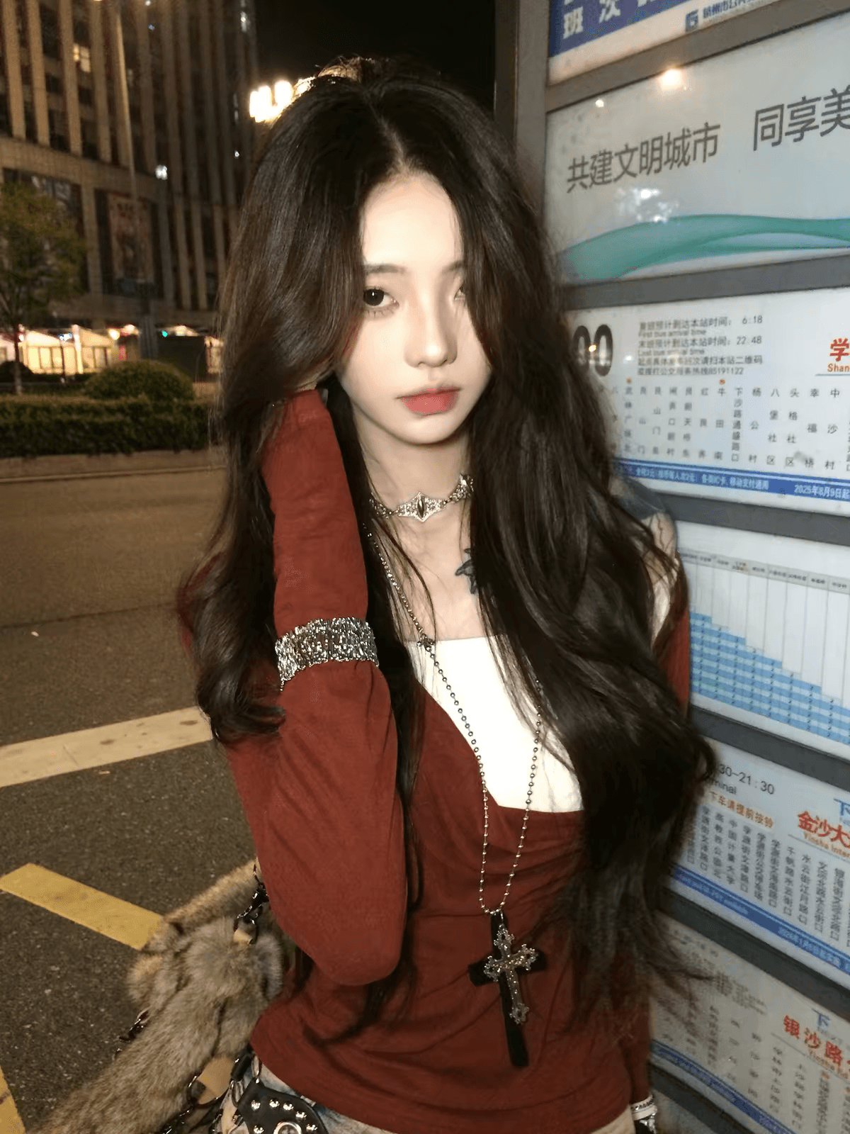 수공 비즈 한 부서 페이크 레이어드 긴팔 디자인 센스 맨위
