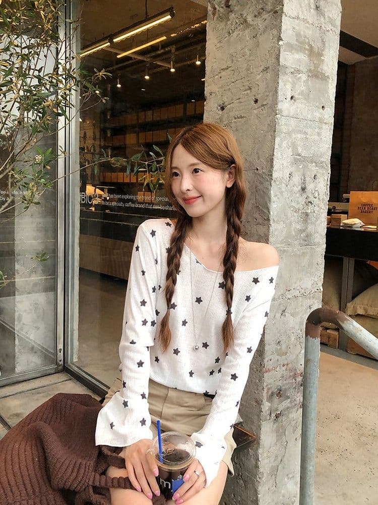 2 2 대나무 마디 망 스타 학교 한 부서 별 긴팔 자외선 차단 티셔츠 라운드 넥 루즈핏 슬림해 보이는 블라우스 맨위 이미지 2