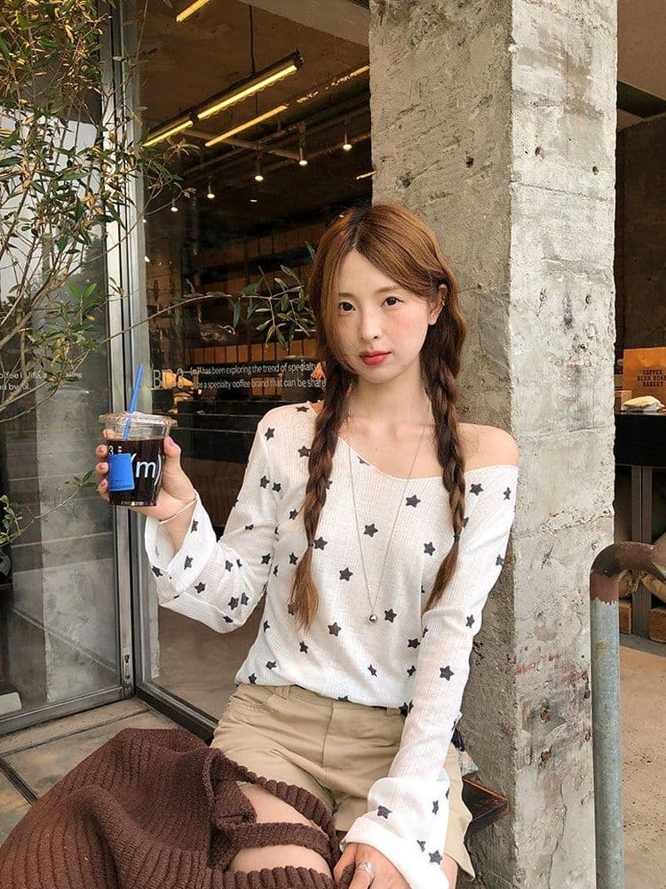 2 2 대나무 마디 망 스타 학교 한 부서 별 긴팔 자외선 차단 티셔츠 라운드 넥 루즈핏 슬림해 보이는 블라우스 맨위 상세 이미지 6