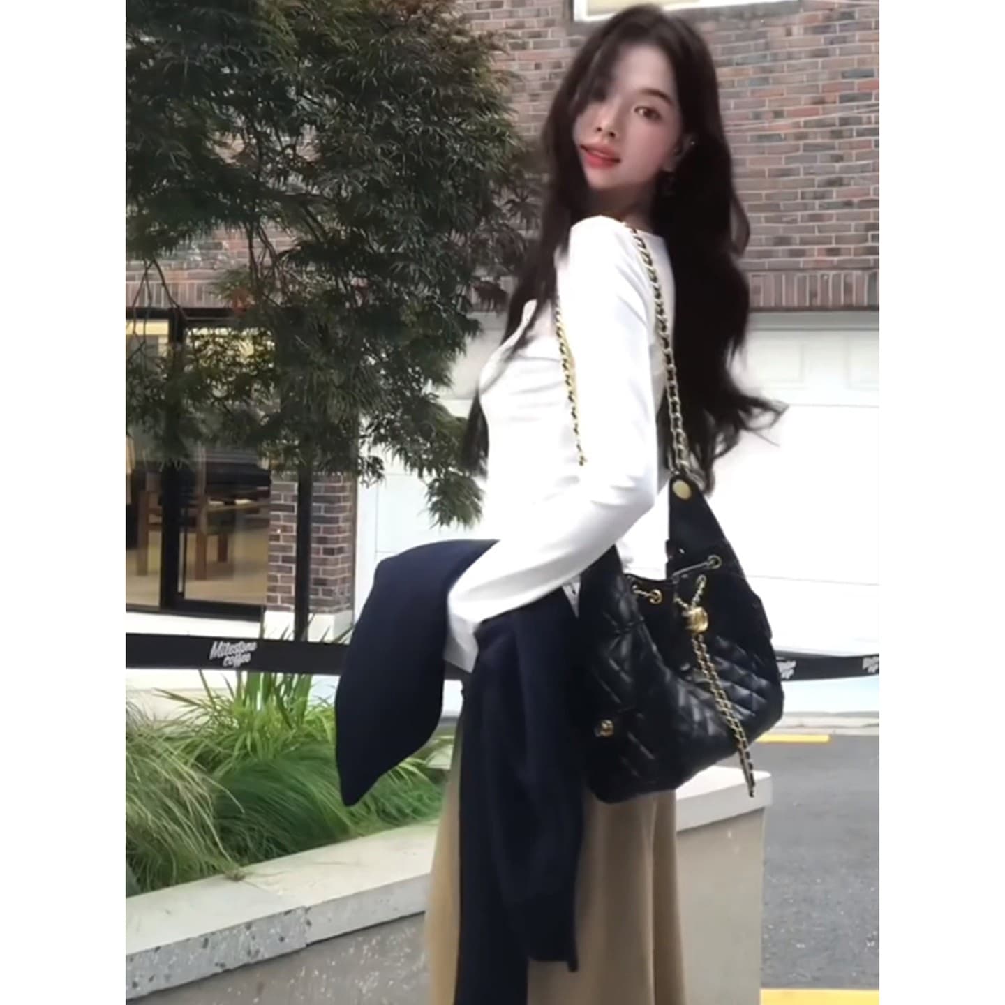 40 92 면 8 암모니아 Lun 레트로 패치워크 몸매 가꾸기 긴팔 티셔츠 여성 이미지 2