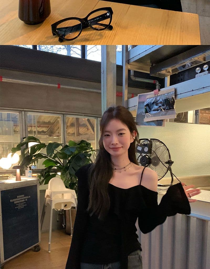 디자인 센스 프릴 오프숄더 티셔츠 여성 이른 가을 새로운 한 부서 몸매 가꾸기 슬림해 보이는 맨위 상세 이미지 6