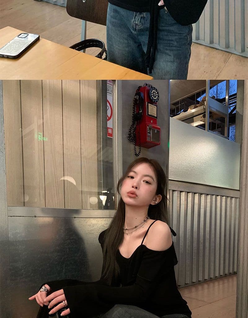 디자인 센스 프릴 오프숄더 티셔츠 여성 이른 가을 새로운 한 부서 몸매 가꾸기 슬림해 보이는 맨위 상세 이미지 8