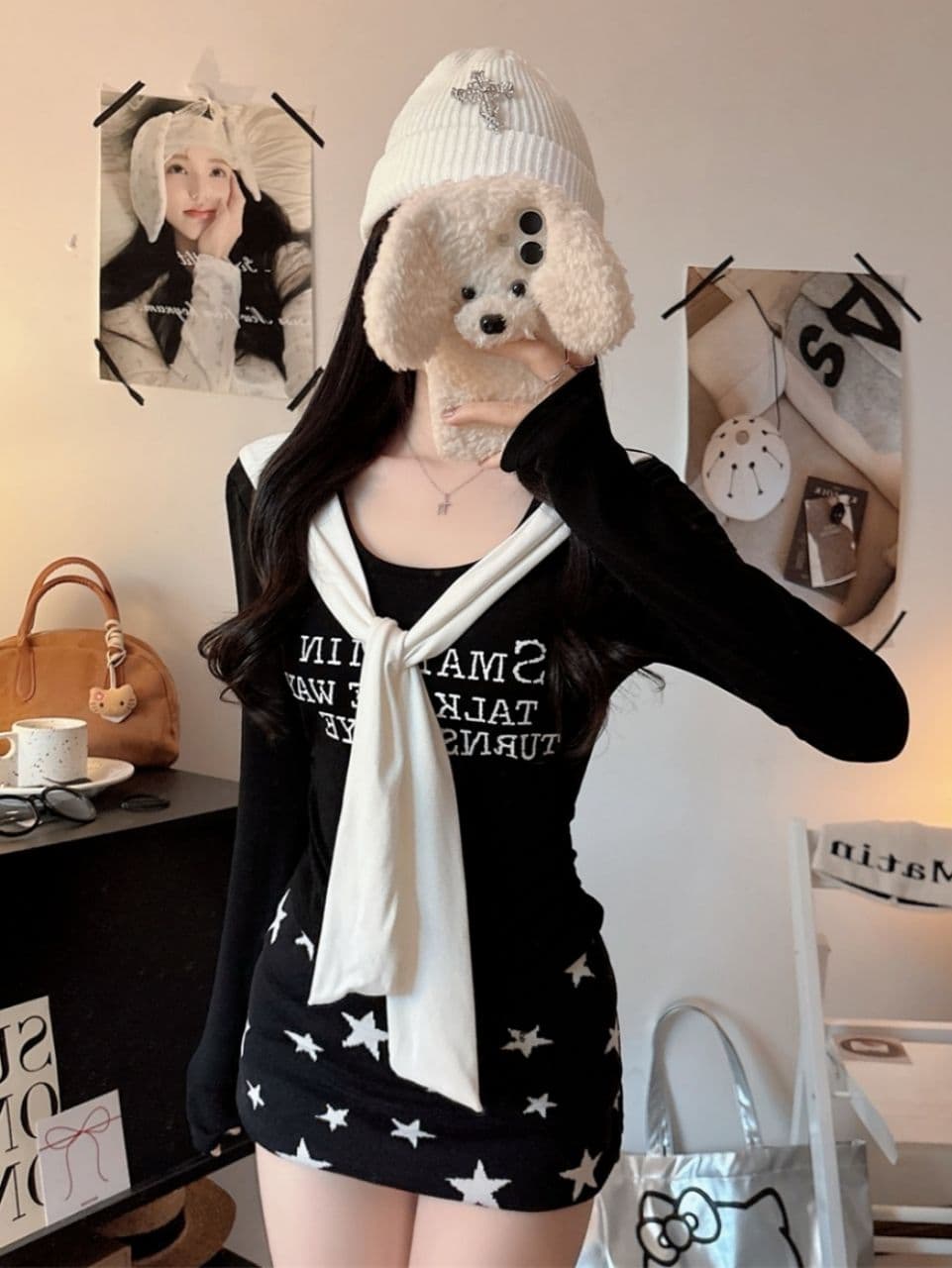 벨트 가슴 패드 페이크 레이어드 배색 알파벳 프린트 숄 긴팔 티셔츠 여성 몸매 가꾸기 허리 수축 인사이드 잡아라. 의류 이미지 3