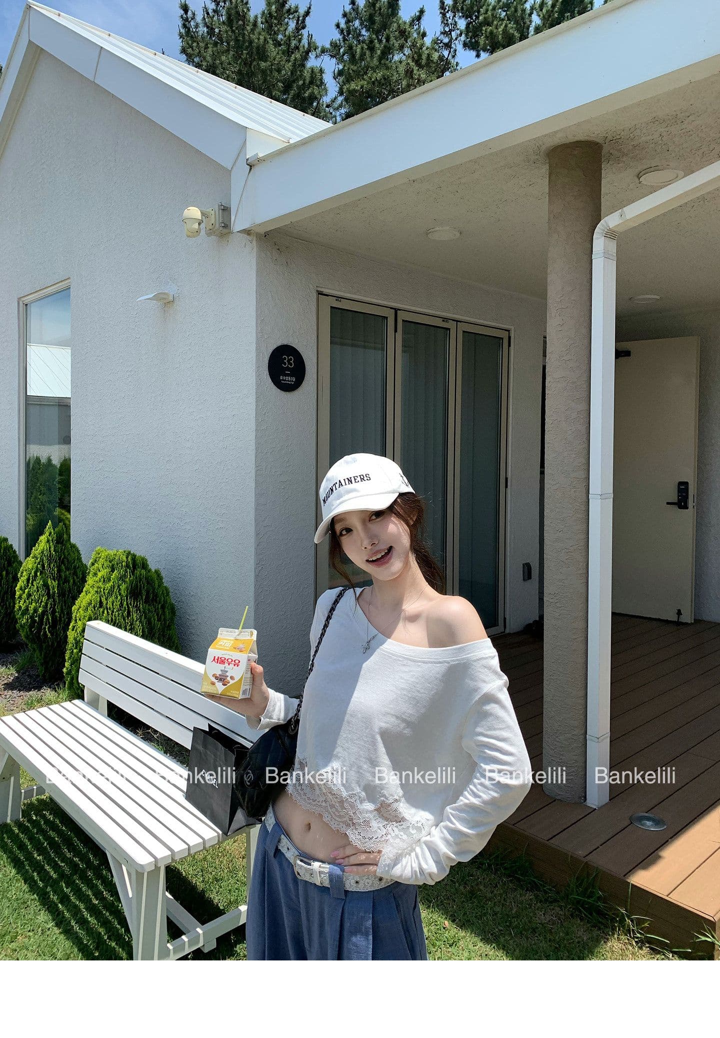 화이트 오프숄더 긴팔 여성 여름 섹션 레이스 조각 자외선 차단 티셔츠 외출용 슬림해 보이는 맨위 상세 이미지 19