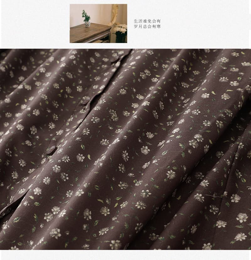 실사 꽃무늬 스탠드 칼라 셔츠 봄 가을 문예 몸매 가꾸기 긴팔 만나는 셔츠 여성 셔츠 얇은 스타일 상세 이미지 7