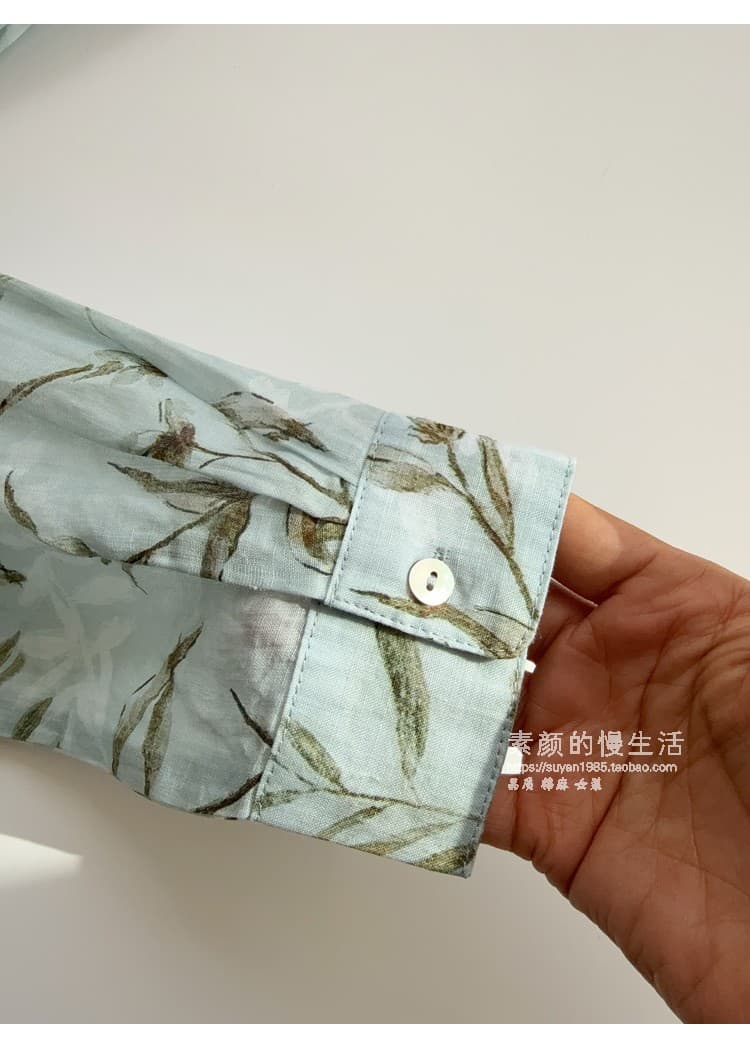 새로운 지점 프린트 여성 셔츠 작은 셔츠 루즈핏 다용도 프랑스식 꽃무늬 맨위 상세 이미지 18