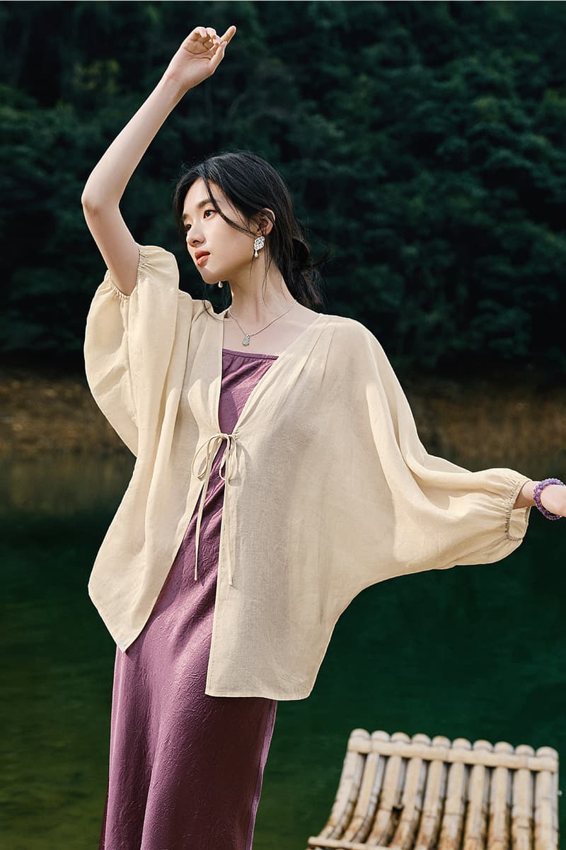 새로운 중식 국풍 얇은 여성 코트 2026 여름 올해 인기 폭발 블라우스 맨위 이미지 3