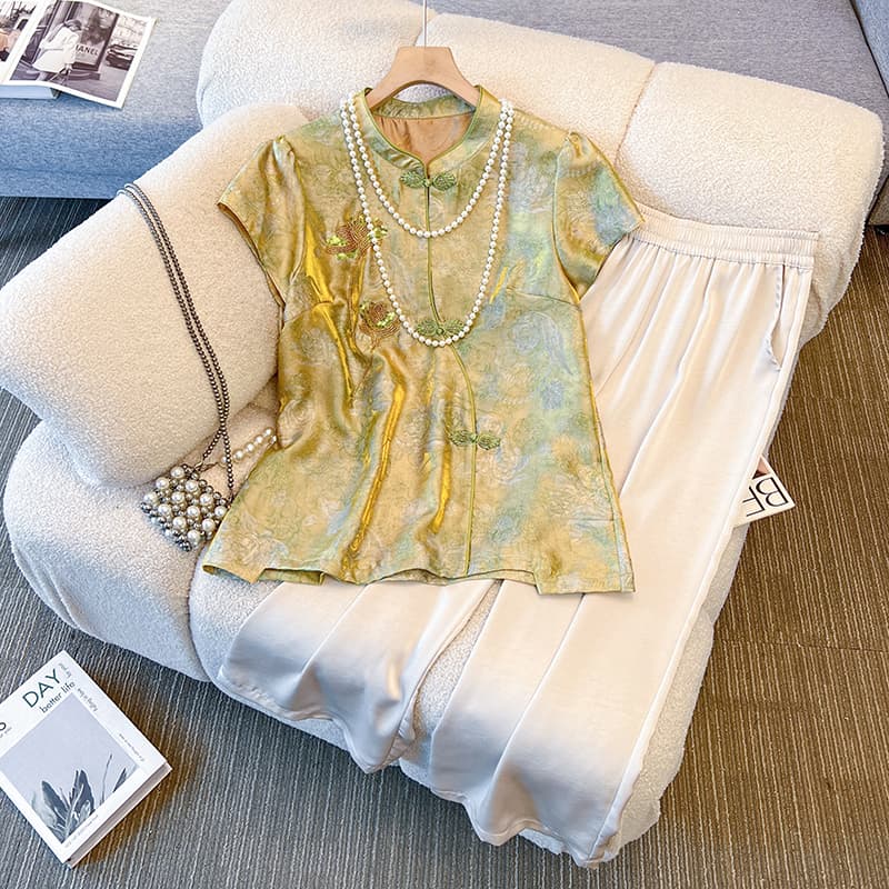 실사 엄마 여름 세트 2026 새로운 중년 여성 새로운 중식 위엄있는 대기 외국 가스 옷